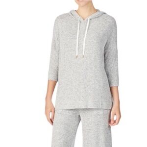 Donna Karan Sleepwear Marled Knit Hoodie Set - Grey